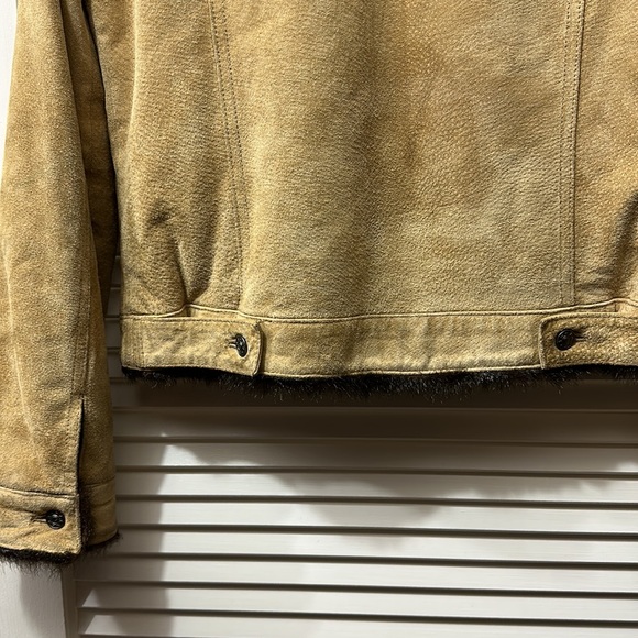 Vintage Tan Suede Fur Coat Jacket - Picture 5 of 7